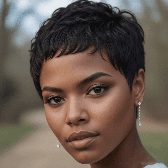 Pixie Cut Wig Human Hair Short Pixie Wigs Human Hair Glueless Wig with Bangs Natural Black Straight None Lace Front Bob Wig Full Machine Made Short Layered Wig for Daily Use