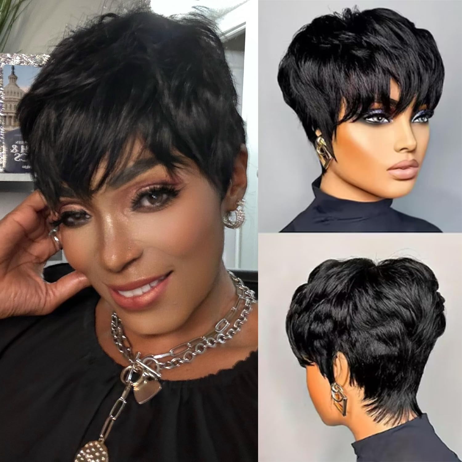 Pixie Cut Wig Human Hair for Black Women - Short Layered  display picture 1
