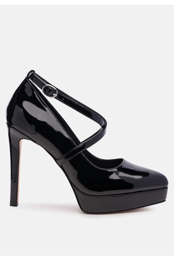 Pixie Dust Patent Faux Leather Cross Strap Pumps