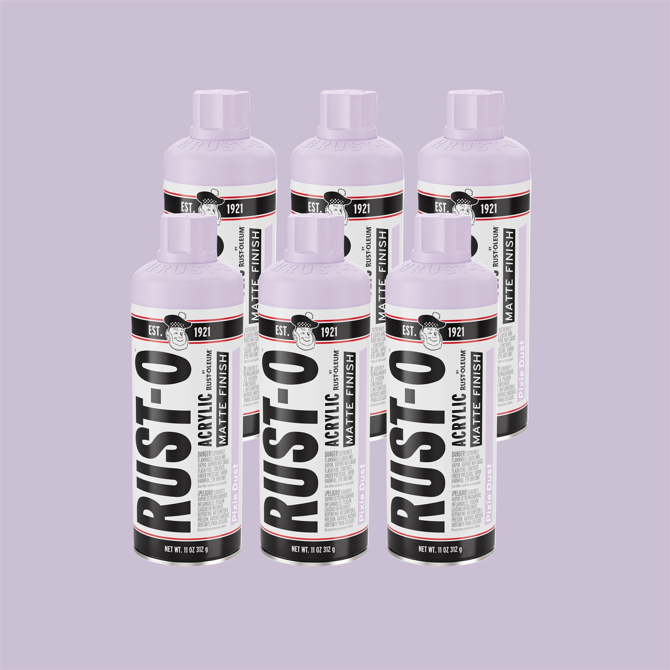 6 Pack, Pixie Dust, Rust-Oleum Rust-O Acrylic Matte Spray Paint-392221, 11 oz