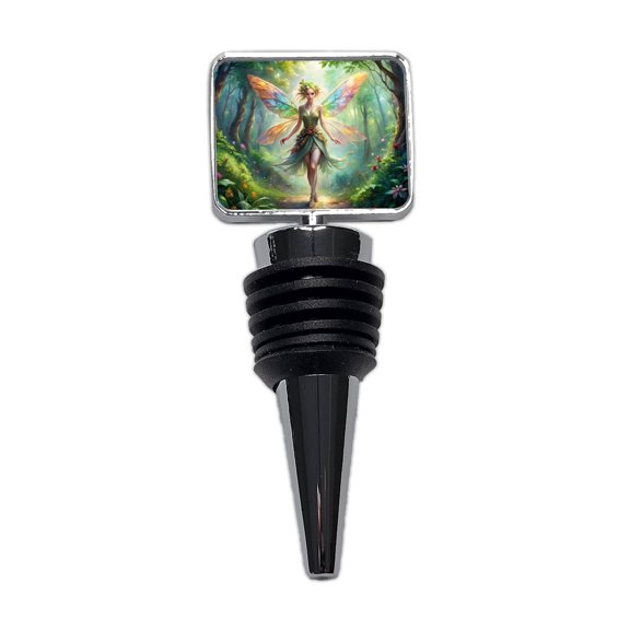 Pixie Fairy Forest Fantasy Beautiful Watercolor Wine Bottle Stopper Cap Plug