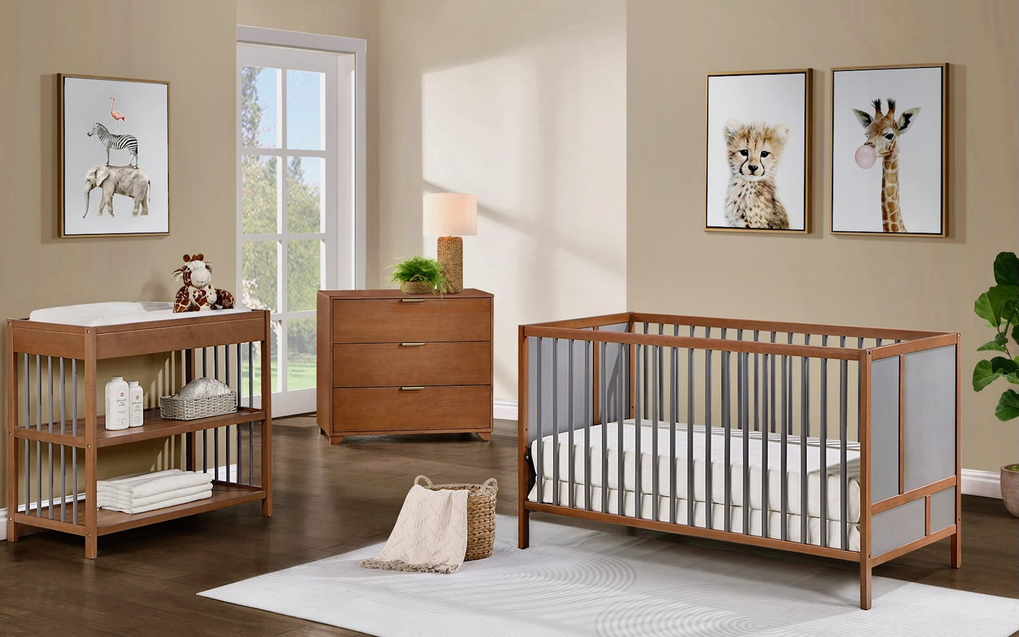 Suite Bebe Pixie  3-in-1 Crib in Walnut/Charcoal