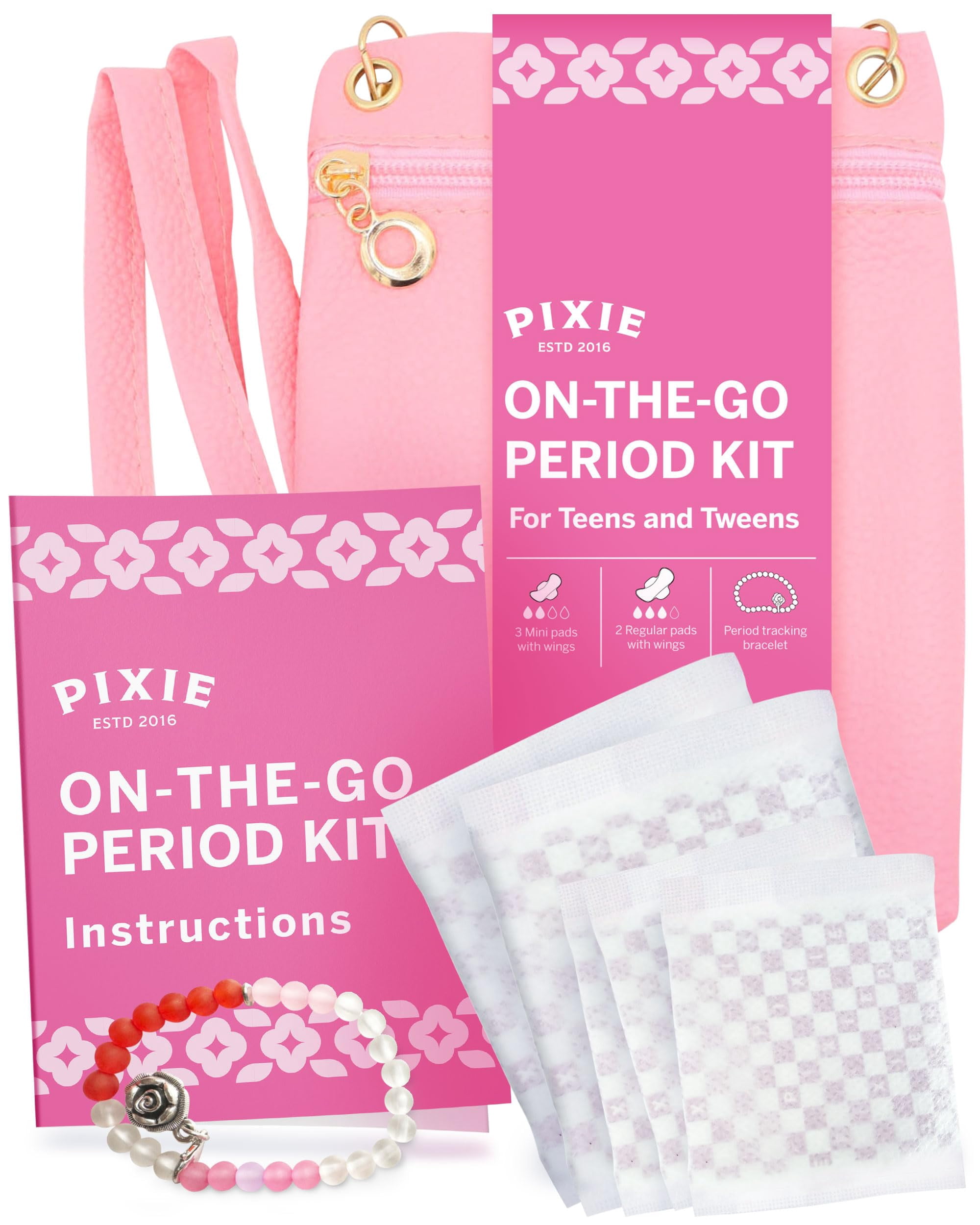 Pixie First Period Kit for Girls 9-12 - Best Organic Cotton Teen Pads ...