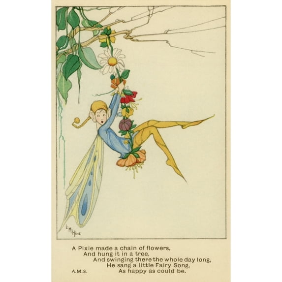Pixie Making A Chain Of Flowers Poster Print By Mary Evans Picture Librarypeter & Dawn Cope Collection
