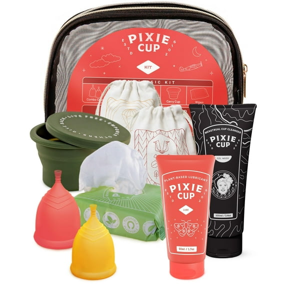 Pixie Menstrual Cup Kit - No Metals or Toxins - 100% Medical-Grade Silicone - Best Period Cup Starter Kit - Proven to Be What You Need to Become A Successful Cup User - Tampon Alternative