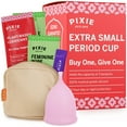 thumbnail image 1 of Pixie Menstrual Cup - No Metals or Toxins - 100% Medical-Grade Silicone - Ranked 1 for The Most Soft Reusable Period Cup - Wear 12 Hours - Tampon Alternative - Buy One We Give One (XS), 1 of 10