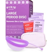 Pixie Menstrual Disc for Feminine Care - Ranked 1 for Best Tampon Alternative Period Disc - 100% Medical-Grade Silicone - Removes Like a Tampon - Wear 12 Hours - Capacity of 7 Tampons Large