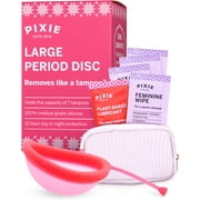 Pixie Menstrual Disc for Feminine Care - Ranked 1 for Best Tampon Alternative Period Disc - 100% Medical-Grade Silicone - Removes Like a Tampon - Wear 12 Hours - Capacity of 7 Tampons Large