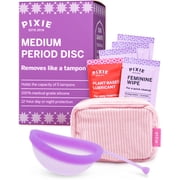 Pixie Menstrual Disc for Feminine Care - Ranked 1 for Best Tampon Alternative Period Disc - 100% Medical-Grade Silicone - Removes Like a Tampon - Wear 12 Hours - Capacity of 5 Tampons Medium