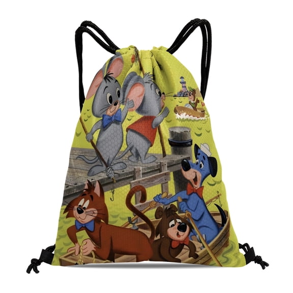 Pixie and Dixie and Mr. Jinks-theme Drawstring Backpack Sports Gym Bag Water Resistant String Bag Cinch Bag12X1630X40cm