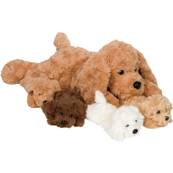 Pixiecrush Girl's Ages 3 to 8 Mommy Dog and 4 Baby Puppies Stuffed Animals