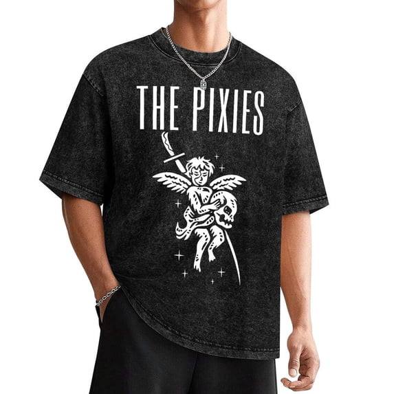 Pixies Band Graphic T-Shirt For Men & Women - Ultra-Soft Cotton Breathable Crew Neck Tee With Bold THE PIXIES Lettering & Mythical Creature Design Washed Tee