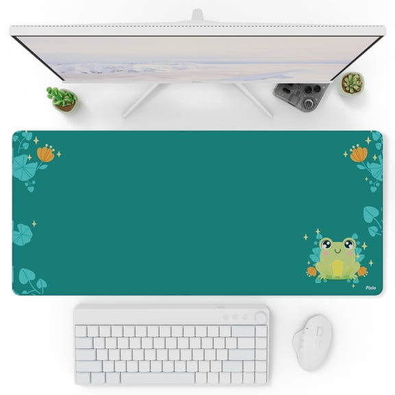 Pixio Mouse Pads - 36 x 16 inch XXL Lilly Frogs Green Multifunctional Large Desk Mats for Gaming, Office, Desktop Anti-slip Waterproof Washable Computer Mouse Mat