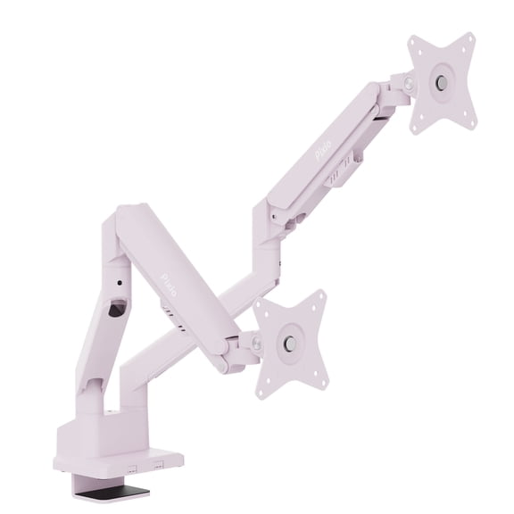 Pixio PS1D Wave Pink Dual Monitor Arm Stand Desk Mount - Fits up to 32 inches Monitors and up to 19.8lbs. VESA Compatibility and Integrated Cable Management