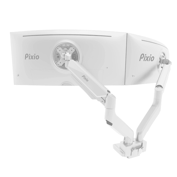 Pixio PS2D White Ultrawide Heavy-Duty Premium Dual Monitor Arm Stand Desk Mount - Fits up to 35 inches Two Monitors, Weights up to 33 lbs Each, Height Adjustable, Universal Mount 75x75mm 100x100mm