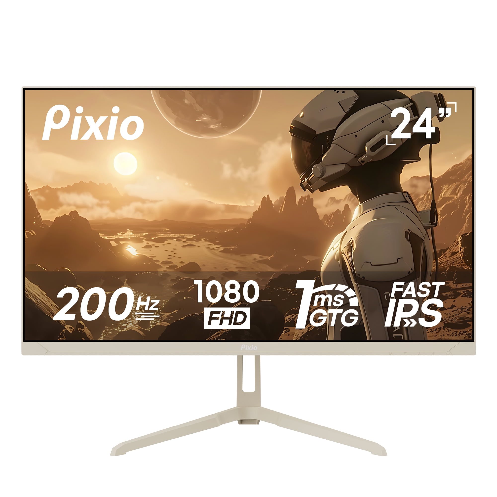 Pixio PX248 Wave Beige 24 inch 200Hz Refresh Rate FHD 1080p Resolution Fast IPS Panel 1ms GTG Response Time Beige Gaming Monitor with Adaptive Sync