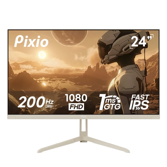 Pixio PX248 Wave Beige 24 inch 200Hz Refresh Rate FHD 1080p Resolution Fast IPS Panel 1ms GTG Response Time Beige Gaming Monitor with Adaptive Sync