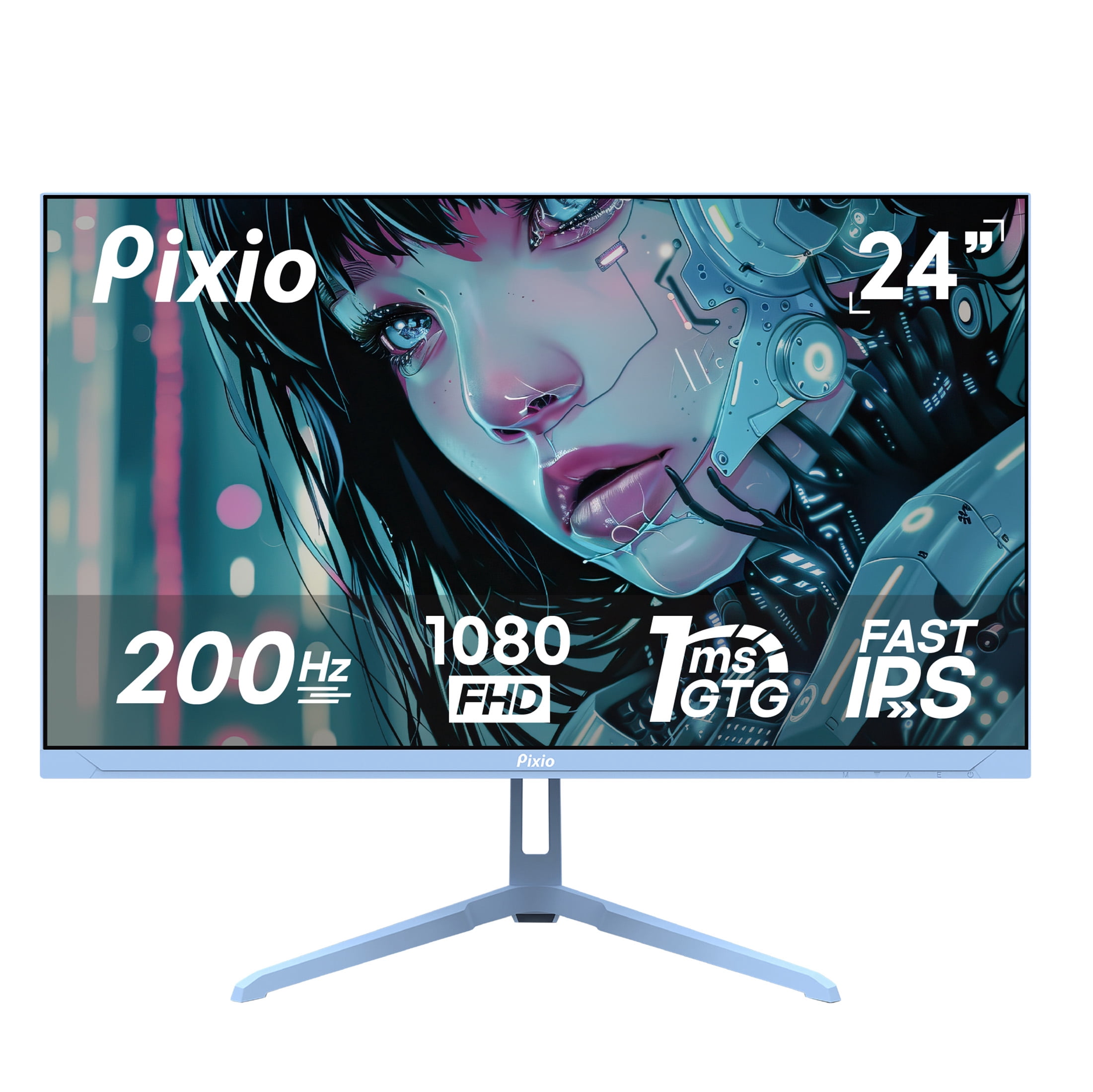 Pixio PX248 Wave Blue 24" Fast IPS FHD 1920 x 1080 200Hz Refresh Rate 1ms GTG Response Time Adaptive Sync Blue Gaming Monitor