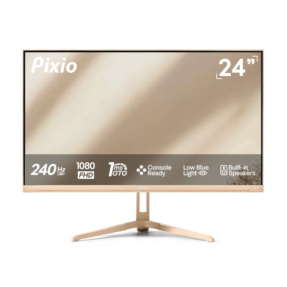 Pixio PX249 Wave Beige 24 inch 240Hz Refresh Rate FHD 1080p Resolution Fast IPS Panel 1ms GTG Response Time Built-in Speakers Gaming Monitor with Adaptive Sync