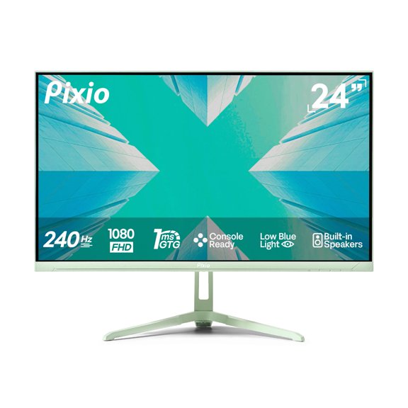 Pixio PX249 Wave Mint Green 24 inch 240Hz Refresh Rate FHD 1080p Resolution Fast IPS Panel 1ms GTG Response Time Built-in Speakers Gaming Monitor with Adaptive Sync