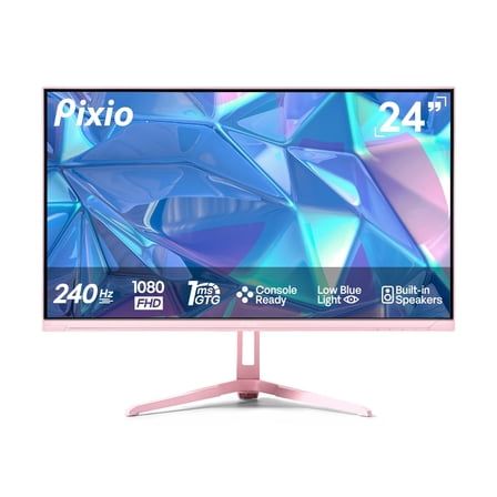 Pixio PX249 Wave Pink 24 inch 240Hz Refresh Rate FHD 1080p Resolution Fast IPS Panel 1ms GTG Response Time Built-in Speakers Gaming Monitor with Adaptive Sync