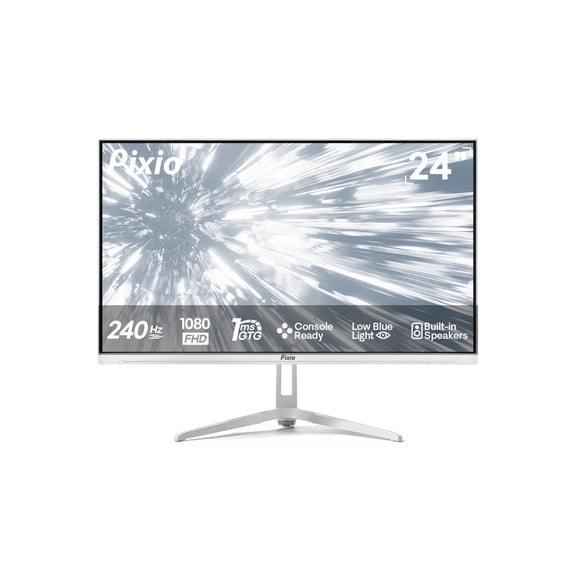 Pixio PX249 Wave White 24 inch 240Hz Refresh Rate FHD 1080p Resolution Fast IPS Panel 1ms GTG Response Time Built-in Speakers Gaming Monitor with Adaptive Sync