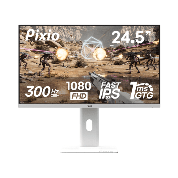 Pixio PX257 Hayabusa White 24.5 inch (24 inch / 25 inch Equivalent) 300Hz Refresh Rate FHD 1080p Resolution Fast IPS Panel 1ms GTG Response Time Gaming Monitor