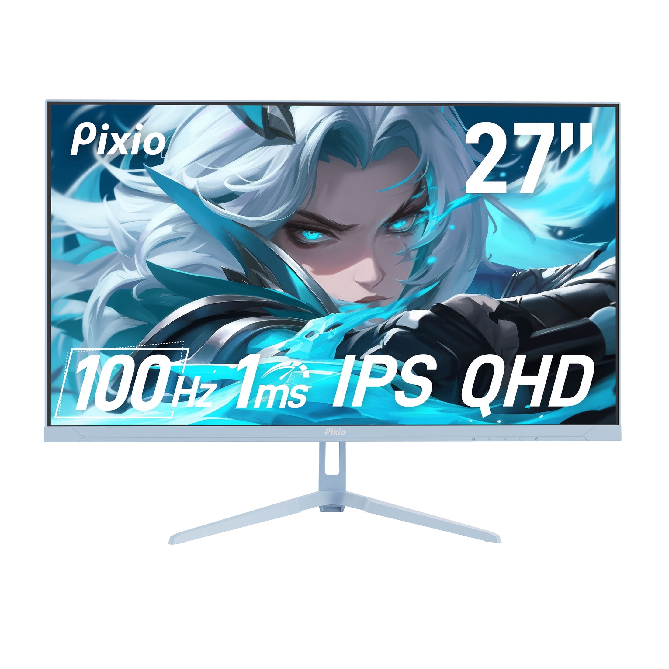 Pixio PX275 Wave Blue 27 inch 100Hz Refresh Rate QHD 1440p Resolution IPS Panel 1ms MPRT Response Time Gaming Monitor with Adaptive Sync