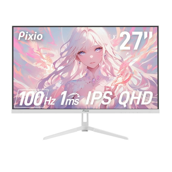 Pixio PX275 Wave White 27 inch 100Hz Refresh Rate QHD 1440p Resolution IPS Panel 1ms MPRT Response Time Gaming Monitor with Adaptive Sync
