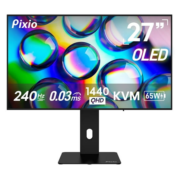 Pixio PX277 OLED Max Gen2 27 inch 240Hz Refresh Rate QHD Wide 1440p Resolution WOLED Display 0.03ms GTG Response Time Adaptive Sync KVM Switch Gaming Monitor