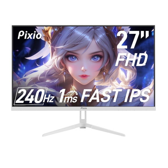 Pixio PX279 Wave White 27 inch 240Hz Refresh Rate FHD 1080p Resolution Fast IPS Panel 1ms GTG Resonse Time Gaming Monitor with Adaptive Sync