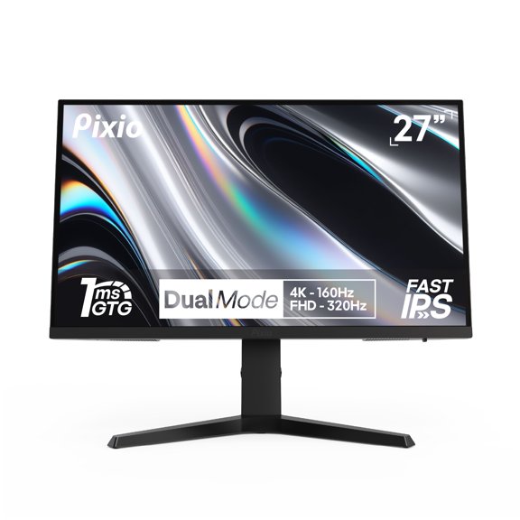 Pixio PX27U Prime Neo 27 inch Dual Mode UHD 4K 160Hz/FHD 1920x1080p 320Hz Fast IPS Panel 1ms GTG Response Time Gaming Monitor with Adaptive Sync HDR and Fully Adjustable Stand