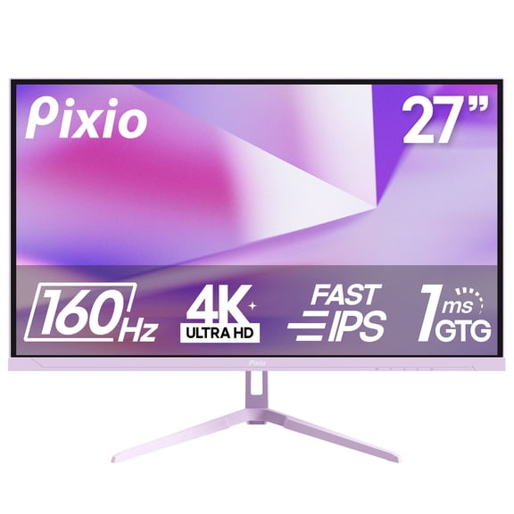 Pixio PX27U Wave Purple 27 inch 160Hz Refresh Rate 4K 3840x2160p Resolution Fast IPS Panel 1ms GTG Response Time Black Tilt Adjustable Gaming Monitor with Adaptive Sync