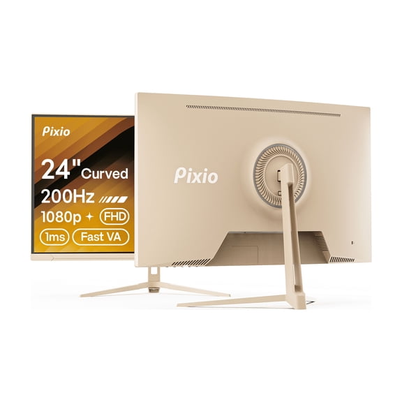Pixio PXC248 Wave Beige 24 inch 200Hz Refresh Rate FHD 1080p Resolution 1500R Curve Fast VA Panel 1ms GTG Response Time Adaptive Sync HDR Curved Gaming Monitor