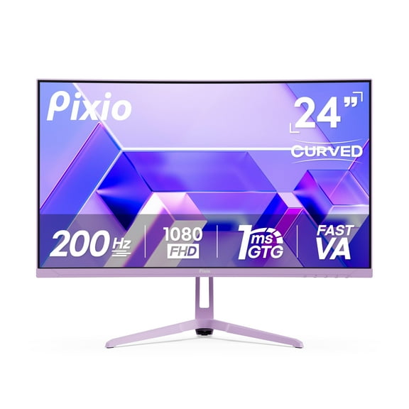 Pixio PXC248 Wave Purple 24 inch 200Hz Refresh Rate FHD 1080p Resolution 1500R Curve Fast VA Panel 1ms GTG Response Time Adaptive Sync HDR Curved Gaming Monitor