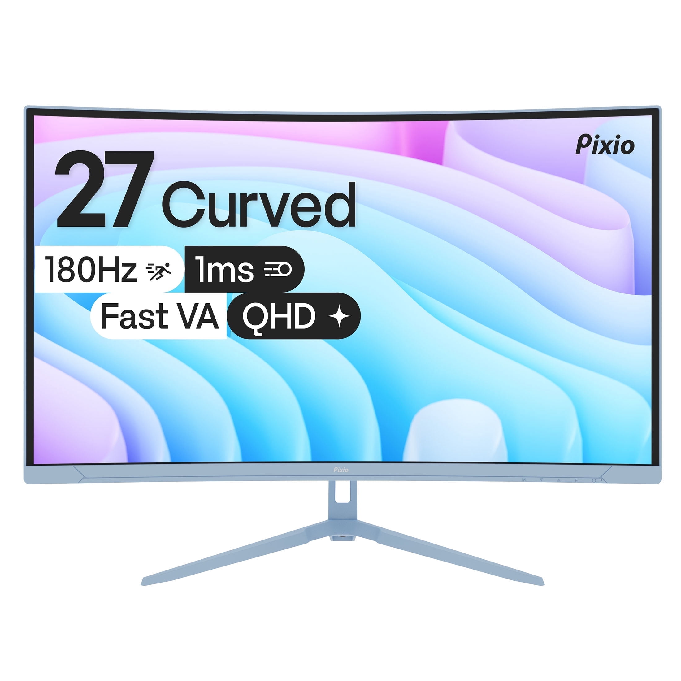 Pixio PXC278 Wave Blue 27 inch 180Hz Refresh Rate QHD 1440p Resolution 1650R Curved Fast VA Panel 1ms GTG Response Time Adaptive Sync HDR Curved Gaming Monitor
