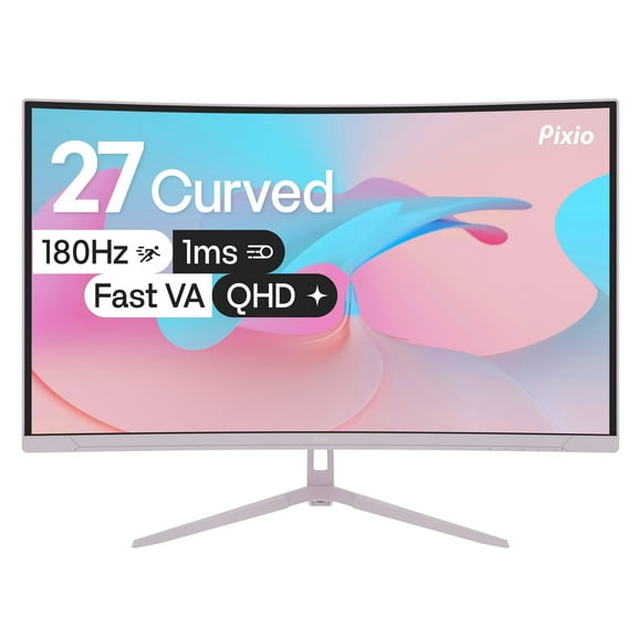 Pixio PXC278 Wave Pink 27 inch 180Hz Refresh Rate QHD 1440p Resolution 1650R Curved Fast VA Panel 1ms GTG Response Time Adaptive Sync HDR Curved Gaming Monitor