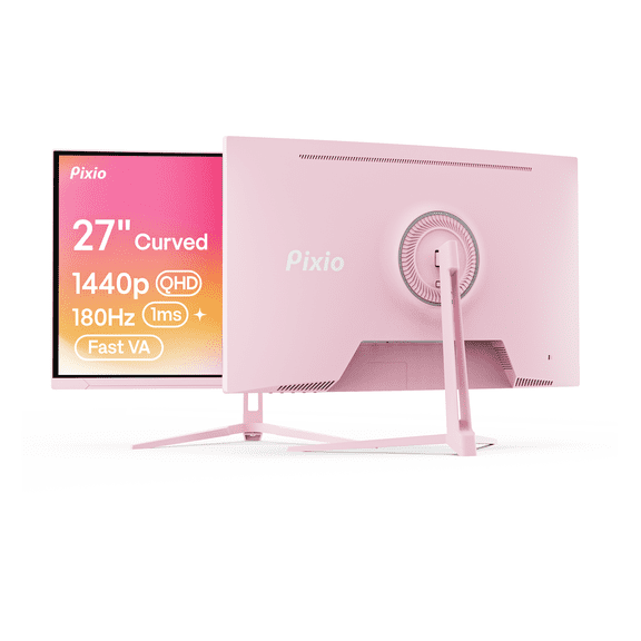 Pixio PXC278 Wave Pink 27 inch 180Hz Refresh Rate QHD 1440p Resolution 1650R Curved Fast VA Panel 1ms GTG Response Time Adaptive Sync HDR Curved Gaming Monitor