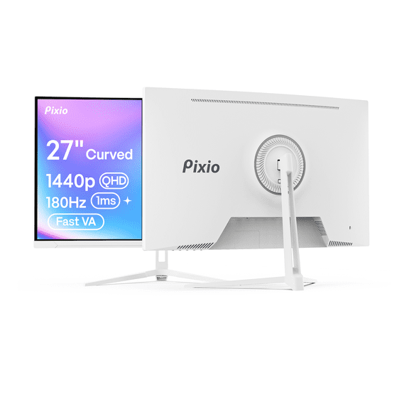 Pixio PXC278 Wave White 27 inch 180Hz Refresh Rate QHD 1440p Resolution 1650R Curved Fast VA Panel 1ms GTG Response Time Adaptive Sync HDR Curved Gaming Monitor