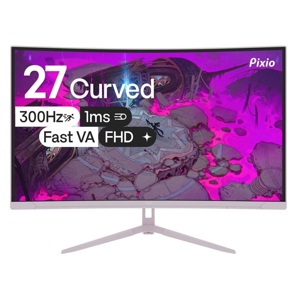Pixio PXC279 Wave Pink 27 inch 300Hz Refresh Rate FHD 1080p Resolution 1650R Curved Fast VA Panel 1ms GTG Response Time Adaptive Sync HDR Curved Gaming Monitor