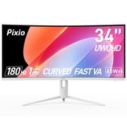 Pixio PXC348C Neo White 34 180Hz Refresh Rate UWQHD 1440p Ultrawide Resolution 1000R Curve Fast VA Panel 1ms Response Time USB-C Displayport 65W Charging Adaptive Sync HDR Curved Gaming Monitor