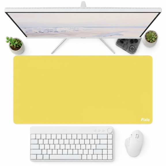 Pixio Wave Mouse Pads - 19.3 x 16.5 inch X-Large Yellow Mousepad for Gaming, Office, Desktop Anti-Slip Waterproof Washable Computer Mouse Mat