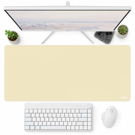 Pixio Wave Mouse Pads - 35.4 x 15.7 inch 2X-Large Beige Mousepad for Gaming, Office, Desktop Anti-Slip Waterproof Washable Computer Desk Mat