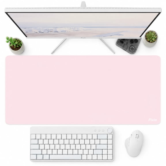Pixio Wave Mouse Pads - 35.4 x 15.7 inch 2X-Large Pink Mousepad for Gaming, Office, Desktop Anti-Slip Waterproof Washable Computer Desk Mat