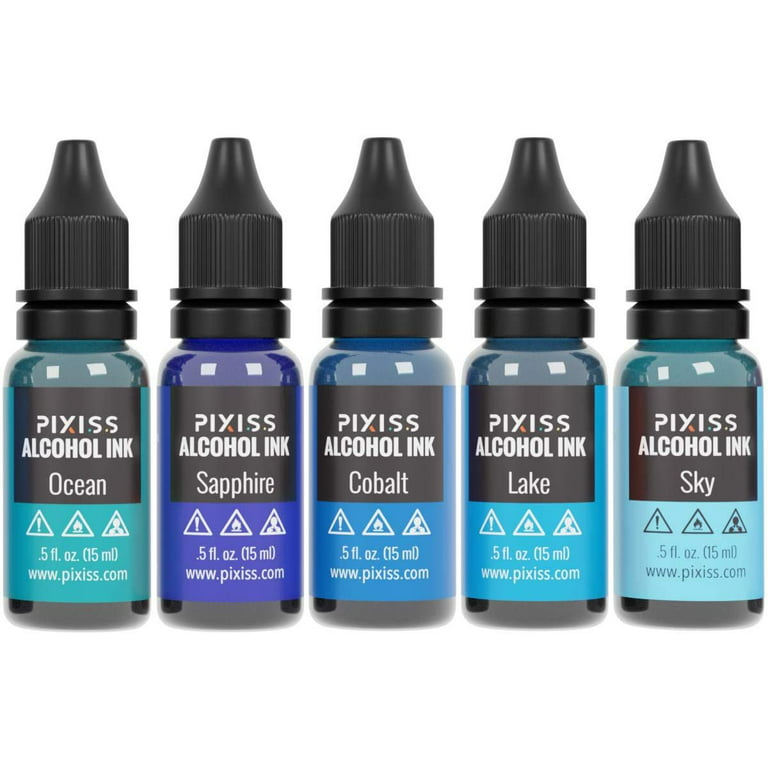 Pixiss Iridescent Alcohol Inks Set, 5 Highly Saturated Mythical