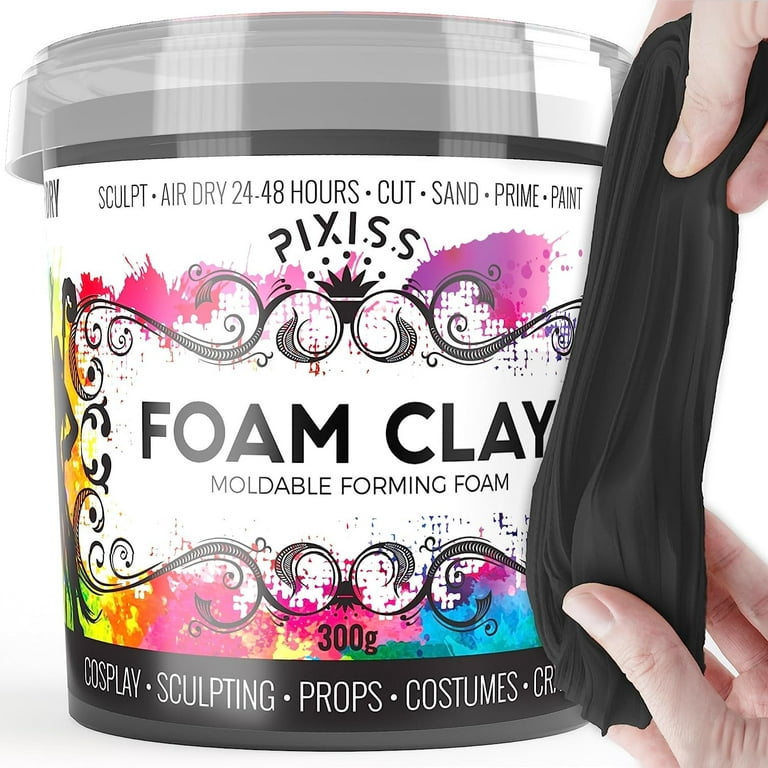 Pixiss Air Dry Moldable Foam Clay for Cosplay, 300gm. (Black or