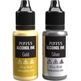 thumbnail image 1 of Pixiss Metallic Alcohol Ink Set - Silver and Gold Metallic Alcohol Ink Mixatives, 5oz Metallic Alcohol Pigment Resin Dye, Alcohol Inks for Epoxy Resin, Metallic Mixative for Yupo and Tumbler Cups, 1 of 7