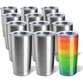 thumbnail image 1 of Pixiss Stainless Steel Tumblers 12-Pack 20oz Double Wall Vacuum Insulated Travel Mug, 1 of 8
