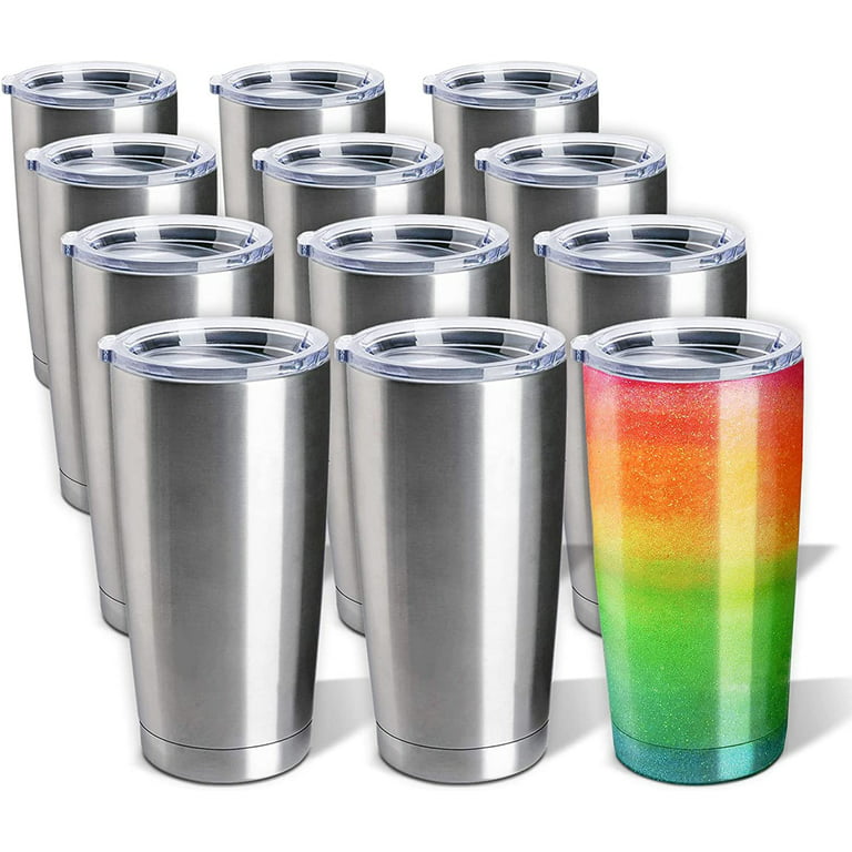 16 Pack Insulated Travel Tumblers 20 Oz Stainless Steel Tumbler  Cup with Lid and Straw Powder Coated Coffee Mug for Cold and Hot  Drinks(Mutil Colors): Tumblers & Water Glasses