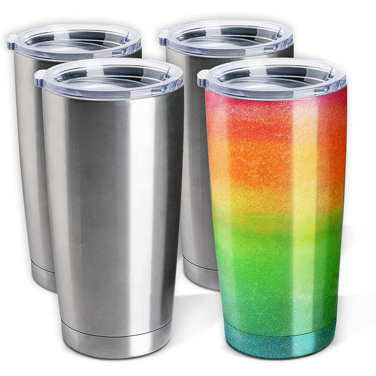 Pixiss Stainless Steel Tumblers 4-Pack 20oz Double Wall Vacuum Insulated